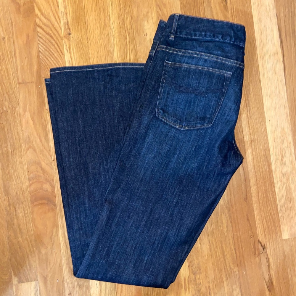 GAP 1969 style boot-cut size 29 with a 34 inch inseam and 9 inch rise.